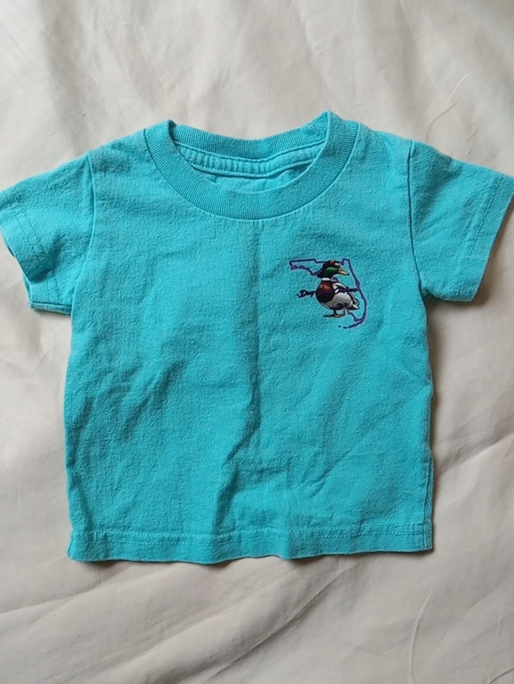 Toddler Turquoise Duck Tee with State Outline